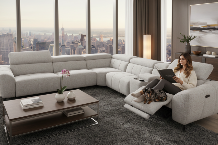 Canapé sur pieds finition capitonnée BERLIN