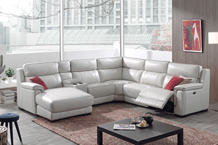 Canapé d'angle relax en cuir personnalisable SAPHIR